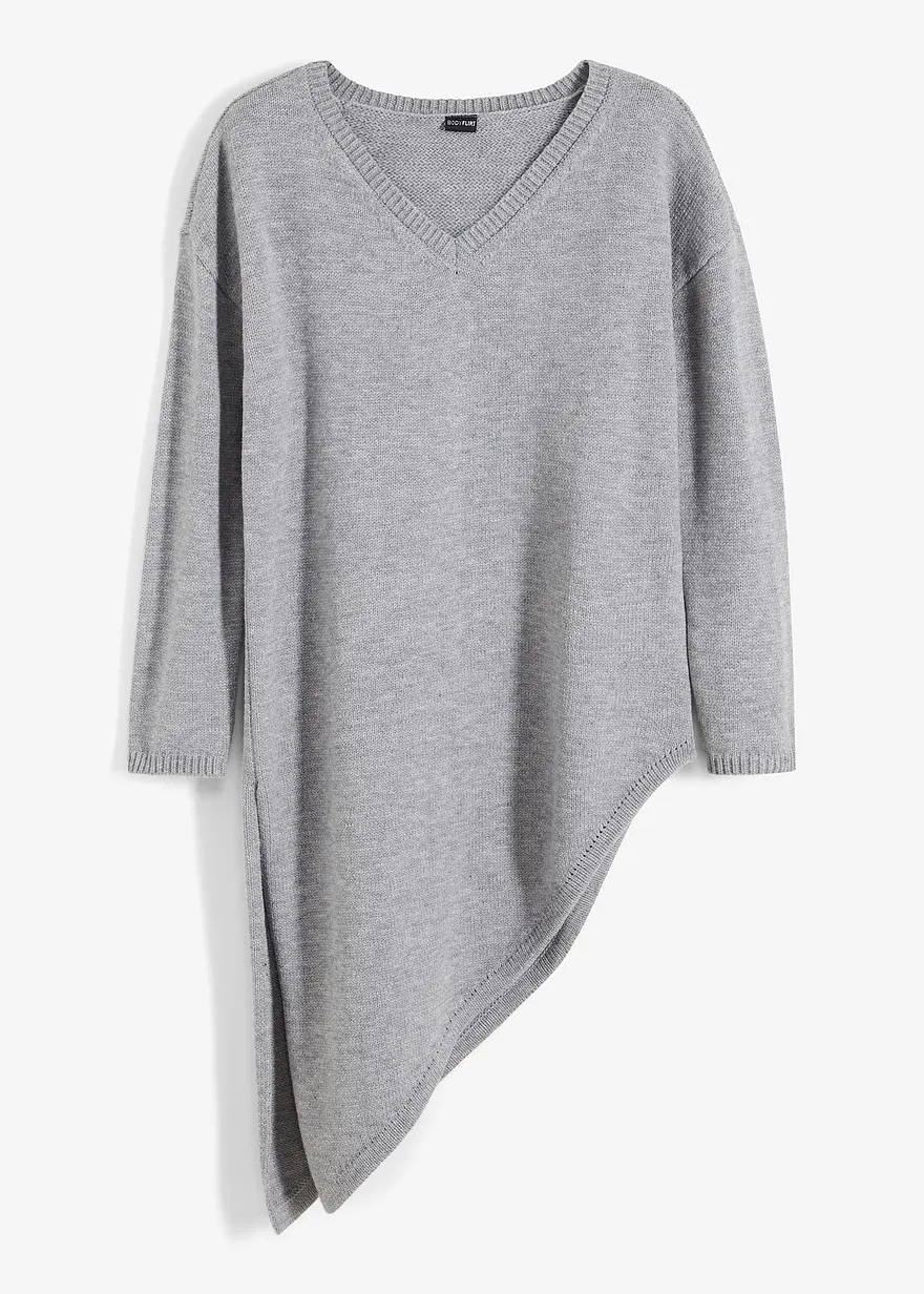 Long-Pullover in grau von vorne - bonprix