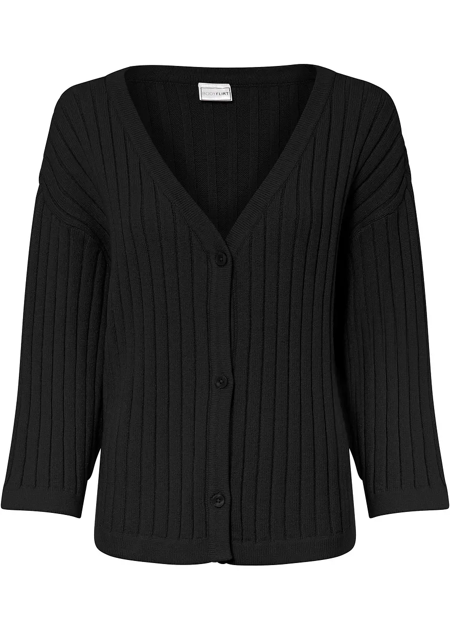 Strickjacke in schwarz von vorne - bonprix
