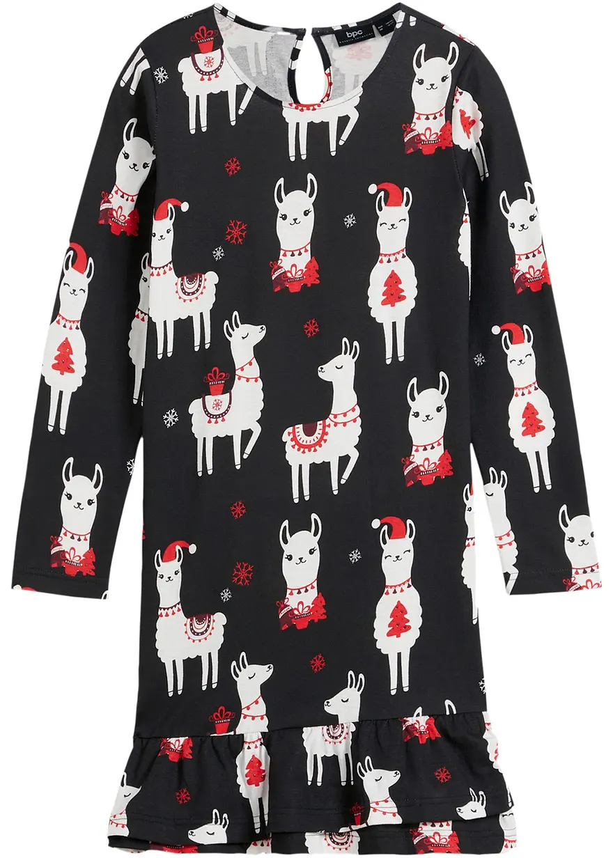 Jerseykleid aus reiner Bio-Baumwolle in schwarz von vorne - bonprix