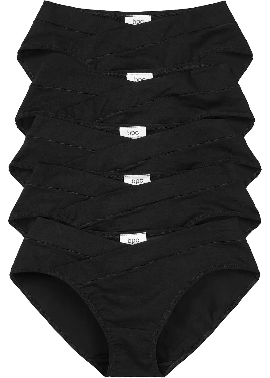 Slip mit V-Shape (5er Pack) in schwarz von vorne - bonprix