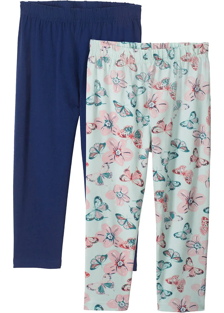 Capri-Leggings mit Bio-Baumwolle (2er Pack) in blau von vorne - bonprix