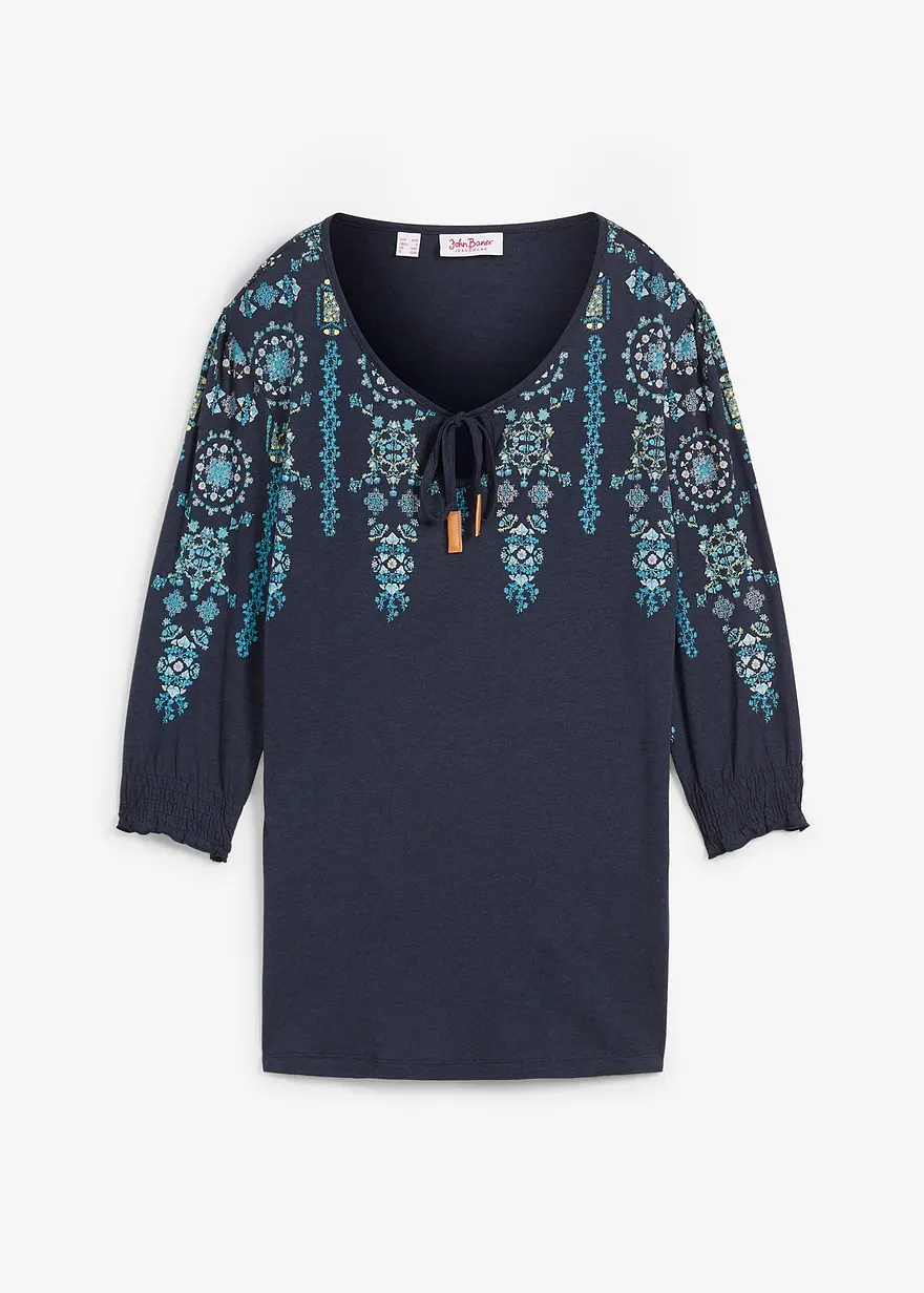 Shirt-Tunika, 3/4-Arm in blau von vorne - bonprix