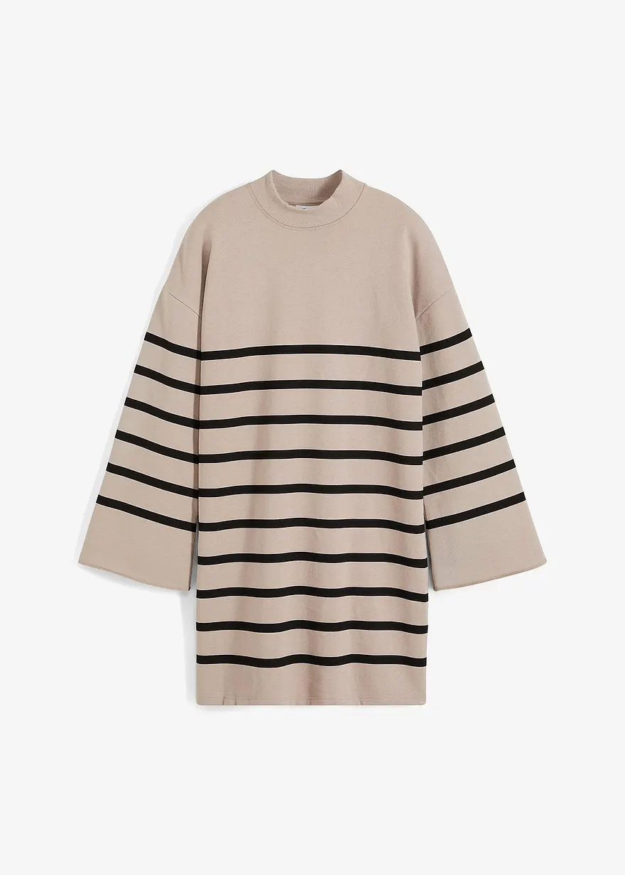 Bequemes Sweatkleid aus Baumwoll-Mix in grau von vorne - bonprix