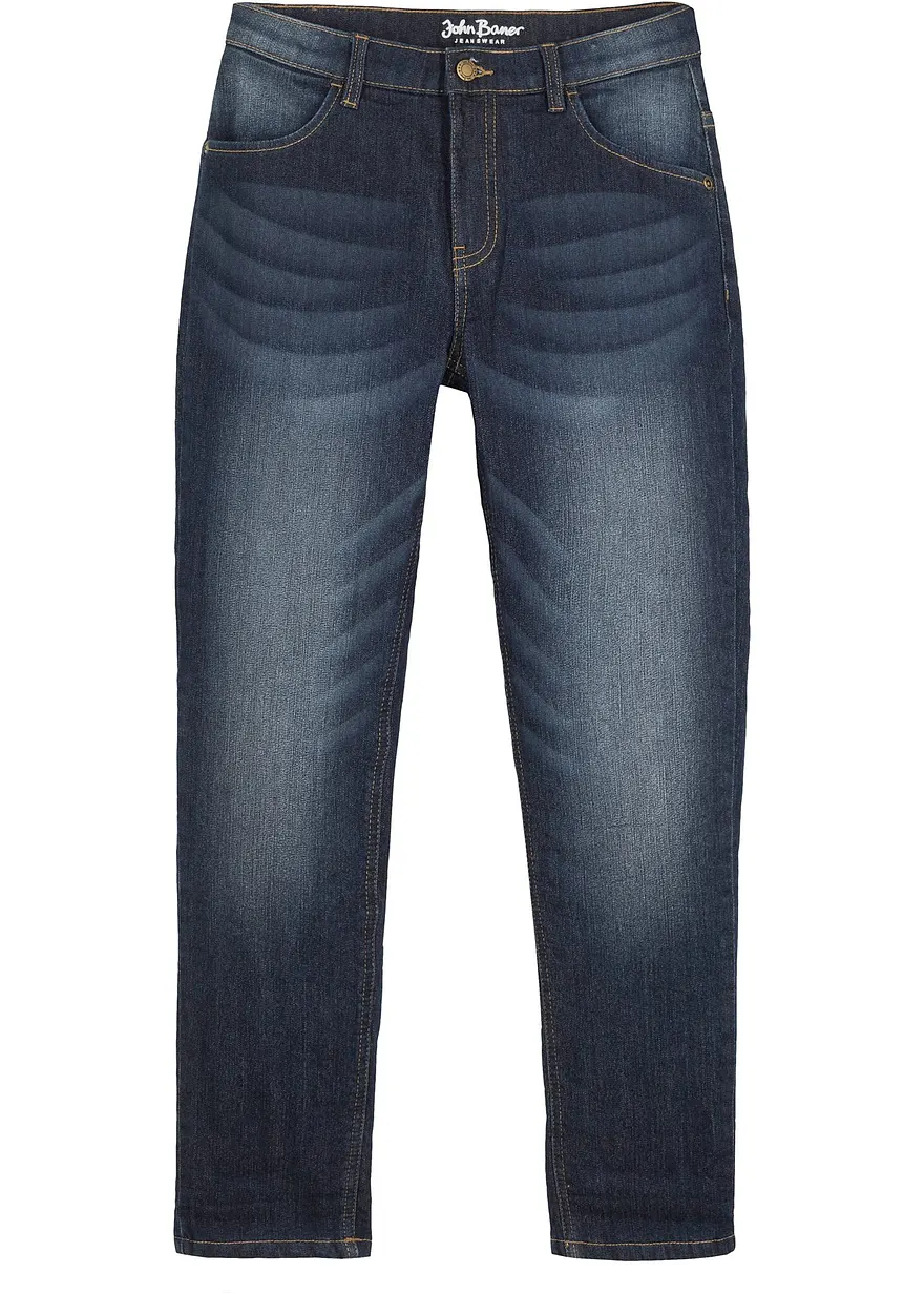 Thermo Slim-Fit-Jeans Thermojeans mit Fleecefutter, Straight in blau von vorne - bonprix