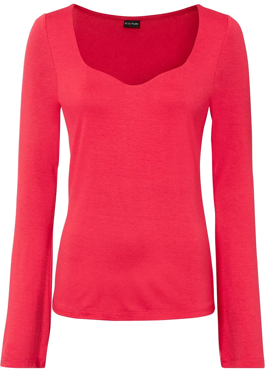 Langarmshirt aus Viskose in rot von vorne - bonprix
