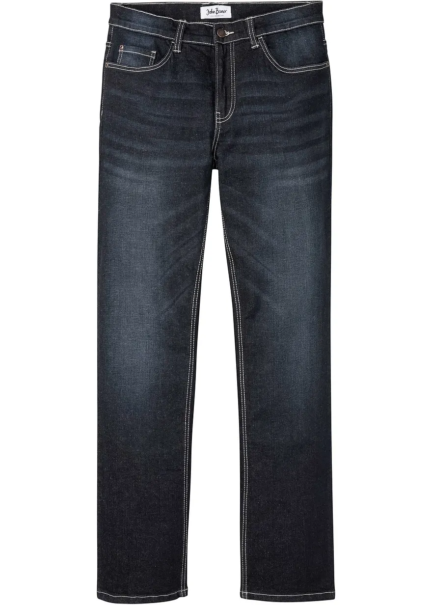 Regular Fit Stretch-Jeans, Bootcut in blau von vorne - bonprix