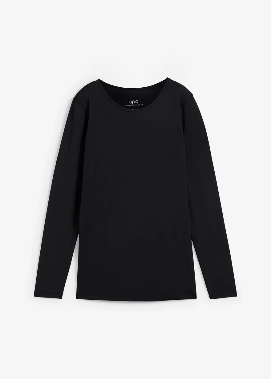 Sport Longshirt, schnelltrocknend in schwarz von vorne - bonprix
