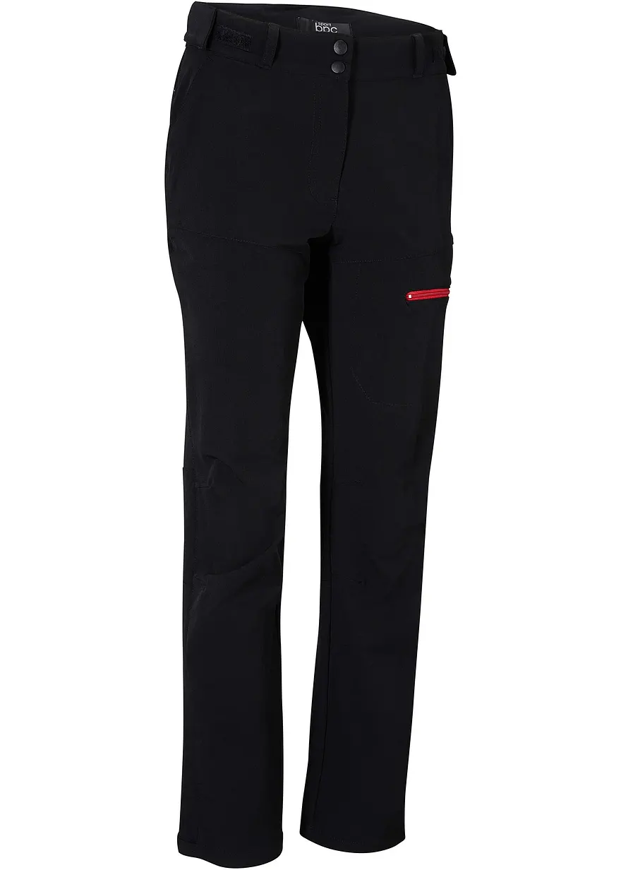 Stretch-Softshell-Hose mit Taschen, wasserabweisend in schwarz von vorne - bonprix