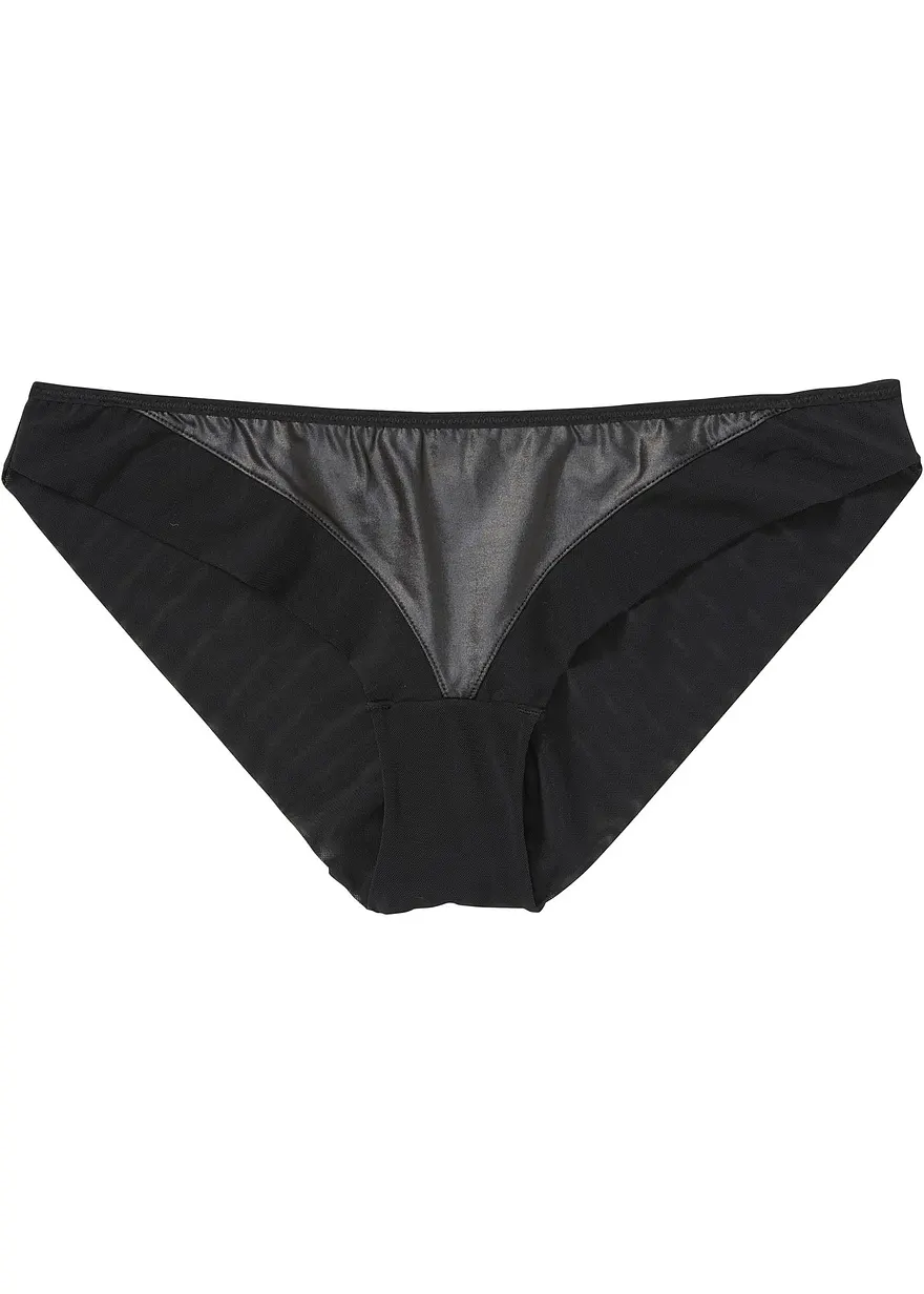 Slip mit Wetlook in schwarz von vorne - bonprix