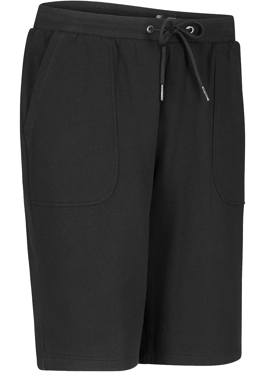 Sweat-Bermuda aus reiner Baumwolle in schwarz von der Seite - bonprix