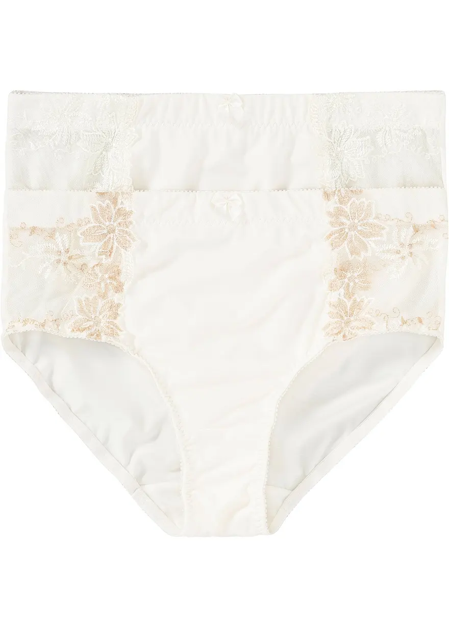 Formslip mit Stickerei (2er Pack) in beige von vorne - bonprix