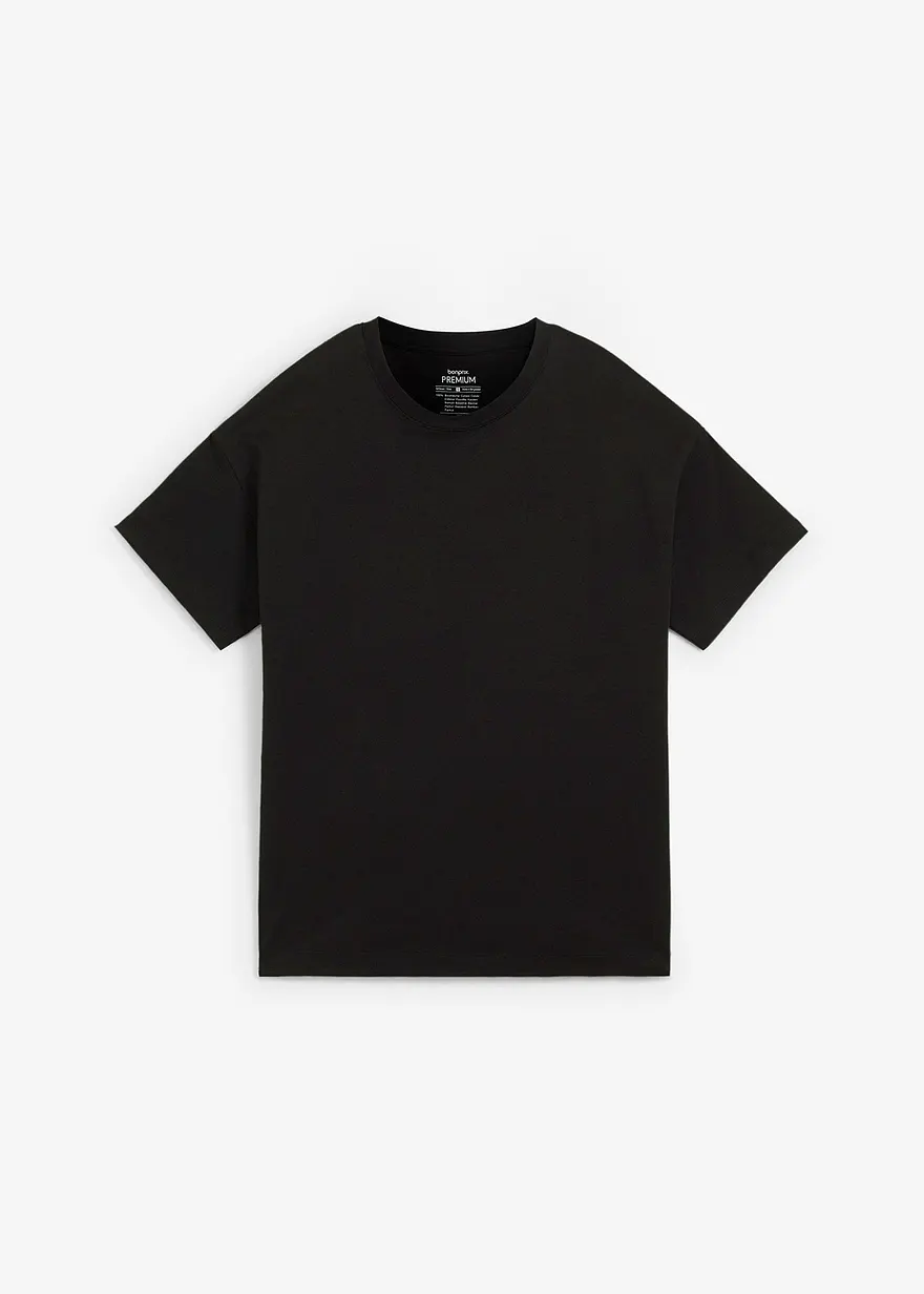Oversize-Shirt aus reiner schwerer Bio-Baumwolle in schwarz von vorne - bonprix