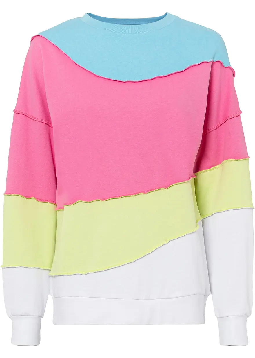 Sweatshirt aus weichem Baumwoll-Mix in pink von vorne - bonprix