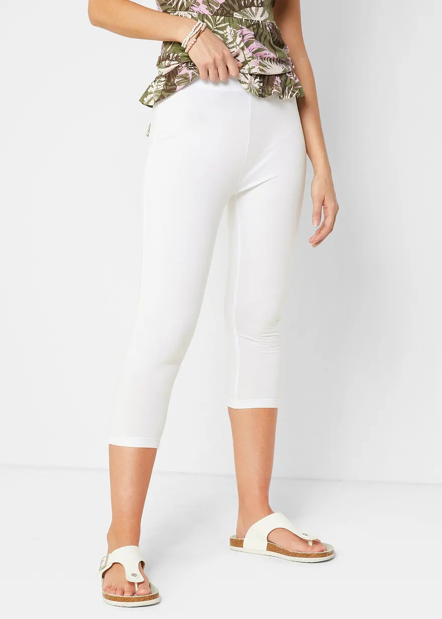 Capri-Leggings mit Bequembund in weiß von vorne - bonprix