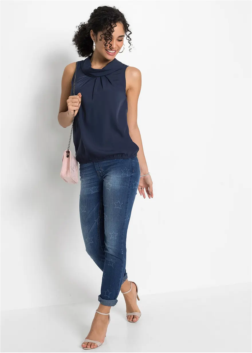 Blusentop in blau im Look von vorne (Totalaufnahme) - bonprix