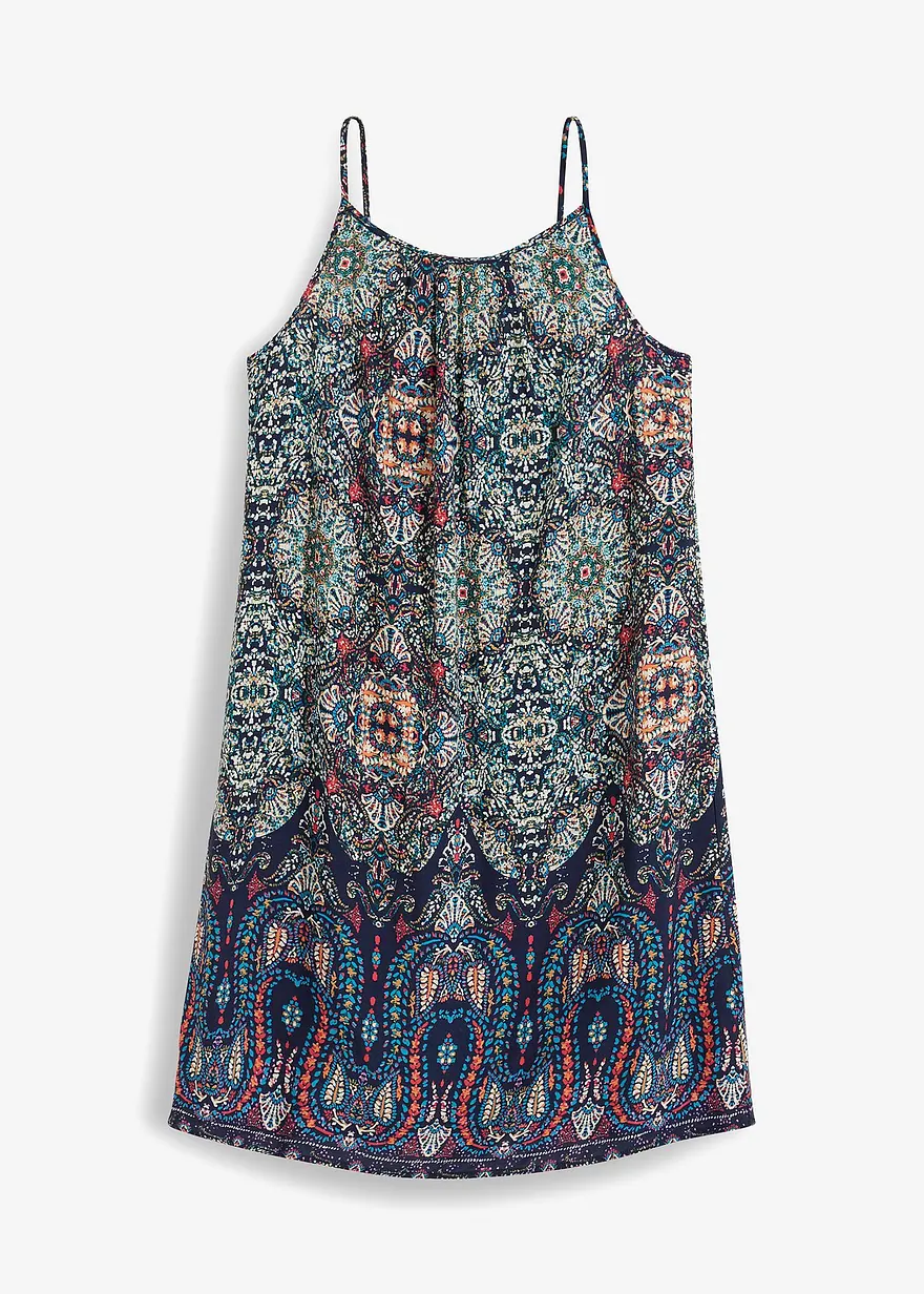 Trägerkleid aus fließender Viskose in blau von vorne - bonprix