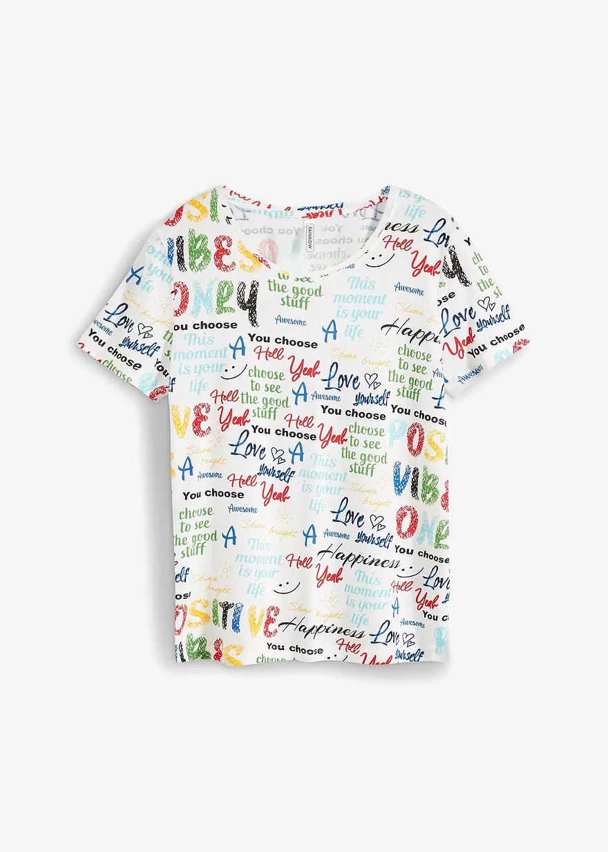 T-Shirt aus softem Viskose-Mix in weiß von vorne - bonprix