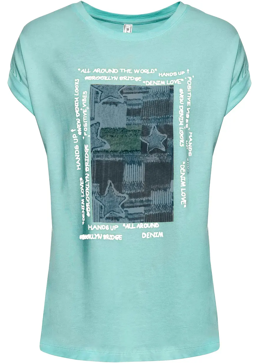 T-Shirt aus softem Viskose-Mix in blau von vorne - bonprix