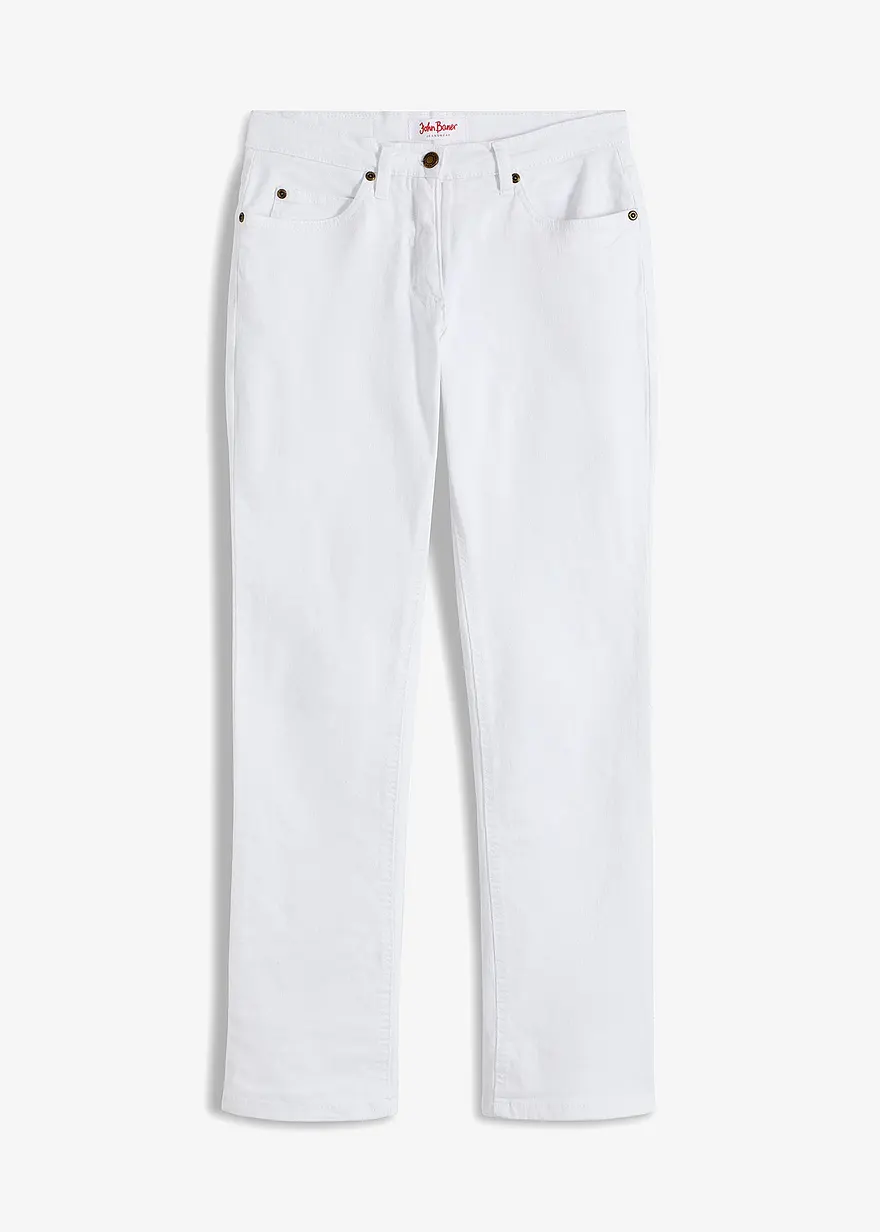 Straight Jeans Mid Waist, Stretch in weiß von vorne - bonprix