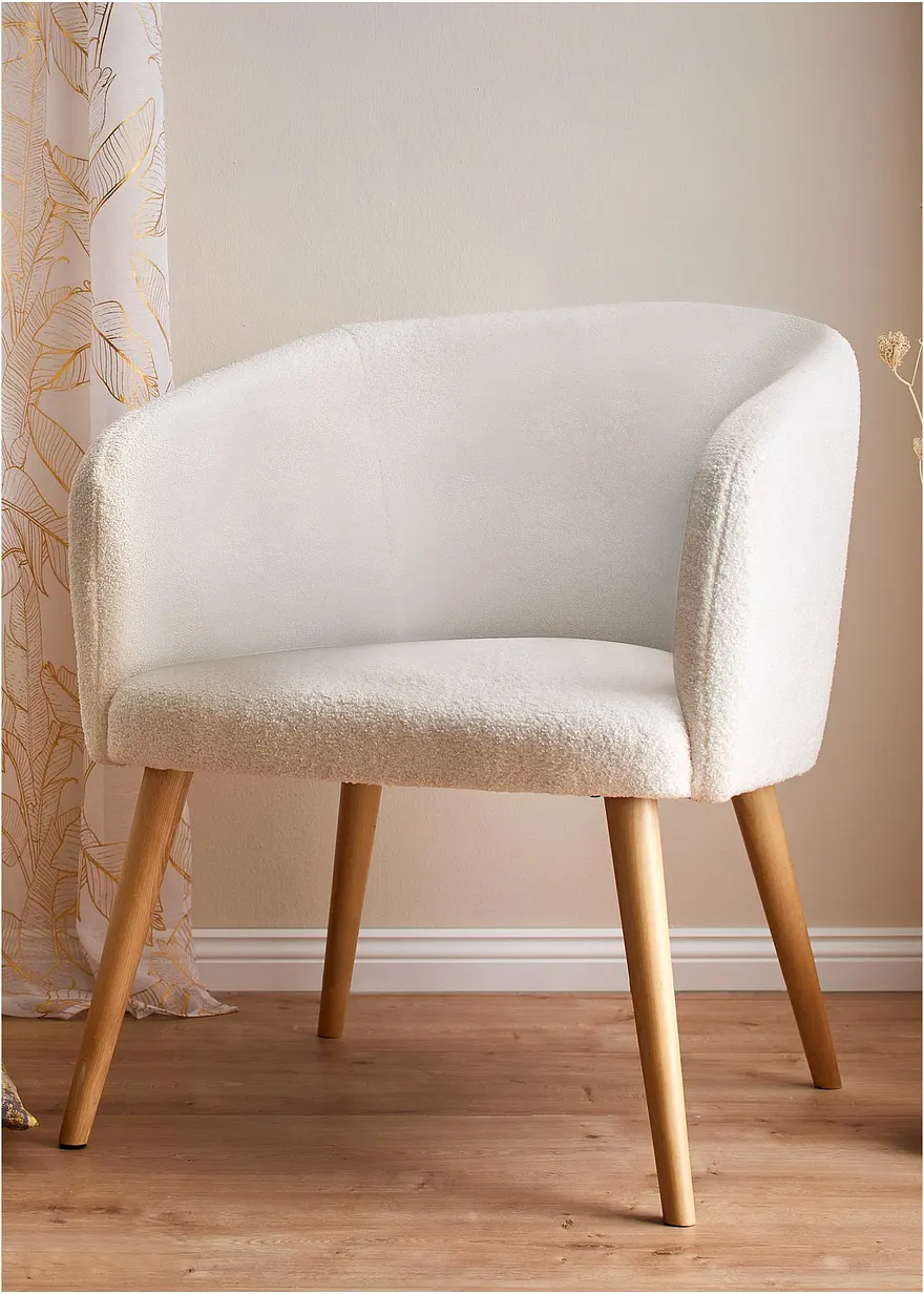 Sessel Bouclé in weiß von vorne - bpc living bonprix collection