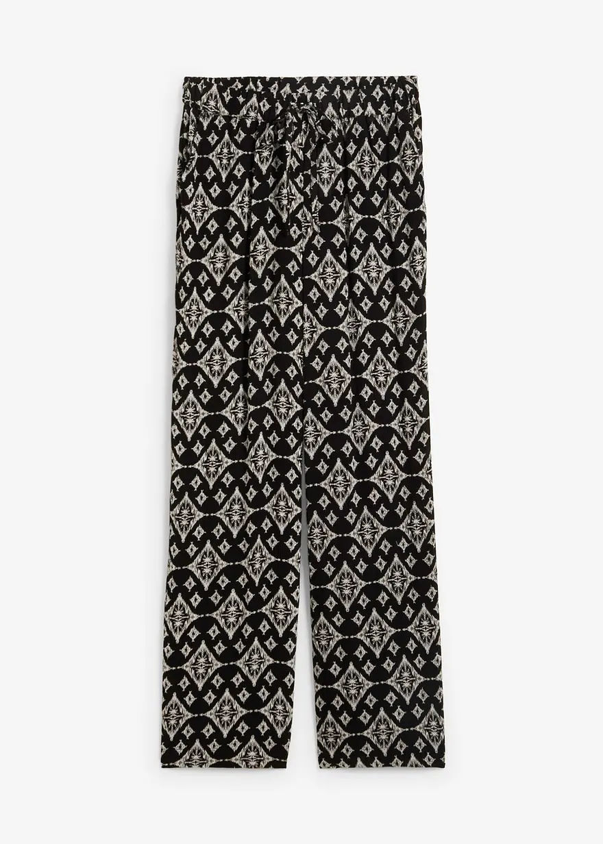 Bedruckte Palazzo-Hose mit Bequembund in schwarz von vorne - bonprix