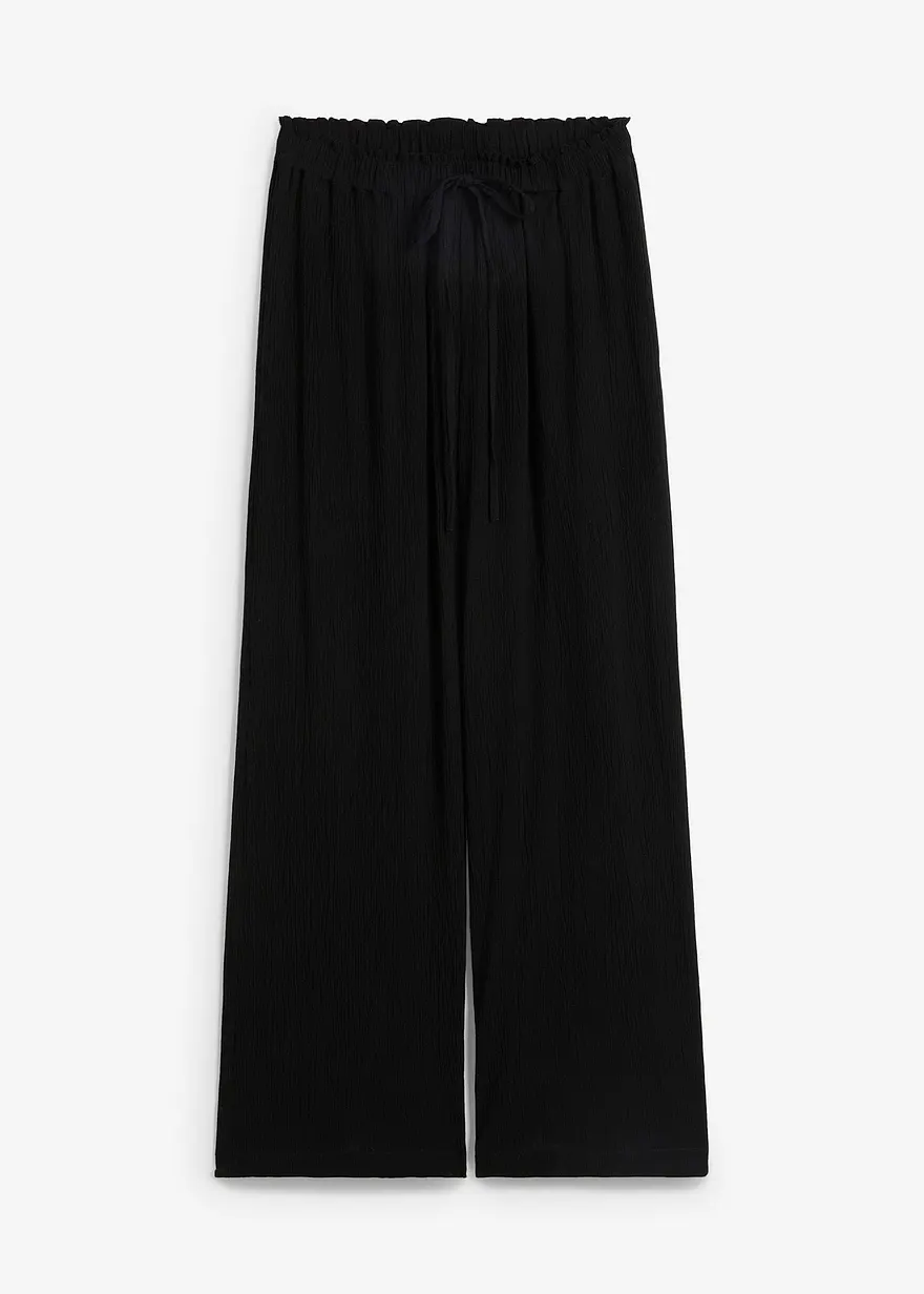 Palazzo-Hose aus reiner Viskose in schwarz von vorne - bonprix