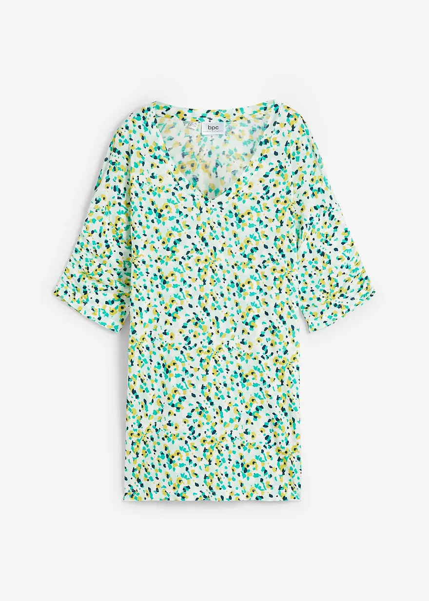 Jerseyshirt aus Viskose-Leinen-Mix in grün von vorne - bonprix