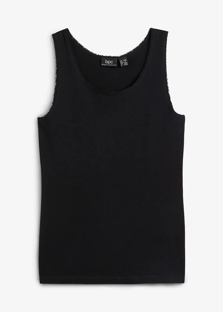 Tanktop mit reiner Bio-Baumwolle in schwarz von vorne - bonprix