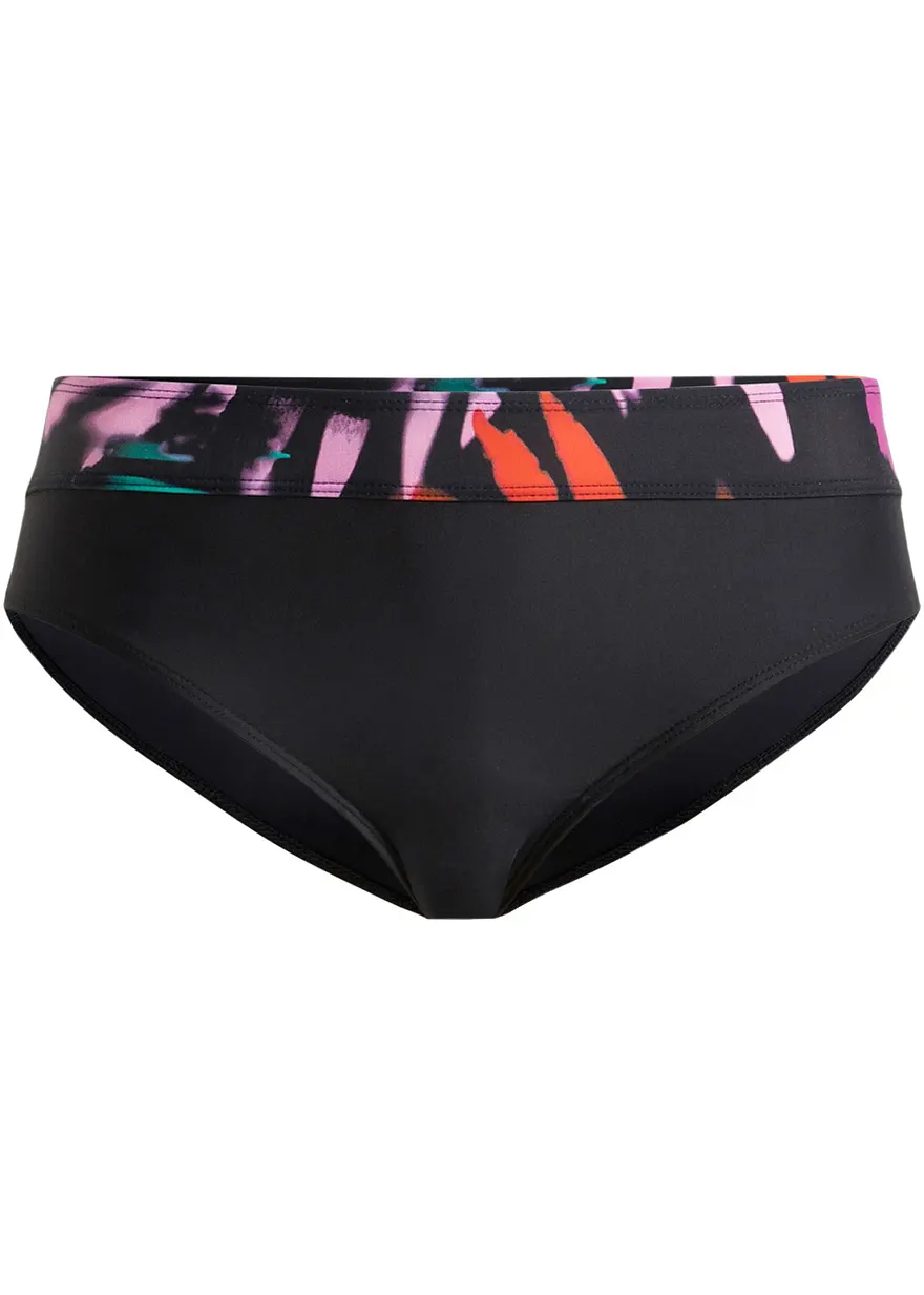 Rock Rebel By EMP Damen Bikinihose Mit Rockabilly-Print & Knopfleiste - Schwarz, 80% Polyamid, 20% Elasthan