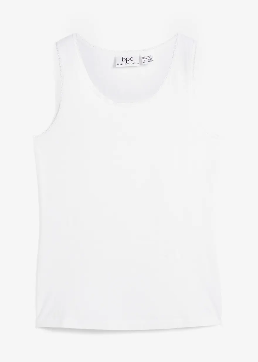 Tanktop mit reiner Bio-Baumwolle in weiß von vorne - bonprix