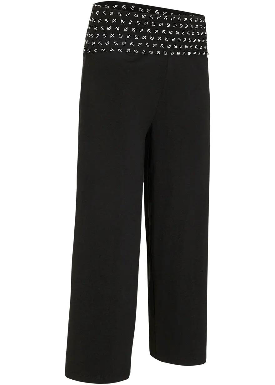 Loungewear Culotte mit Bequembund in schwarz von vorne - bonprix