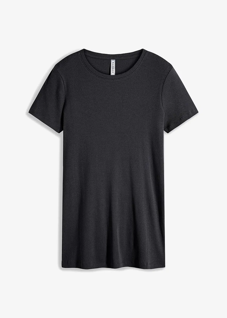 Longshirt mit Schlitz in schwarz von vorne - bonprix
