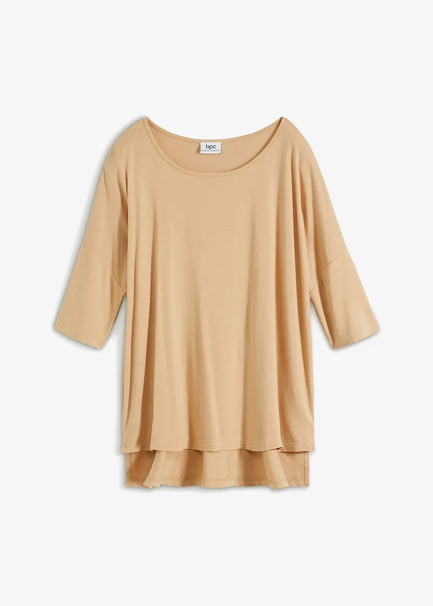 Boxy-Shirt aus softem Viskose-Mix in beige von vorne - bonprix
