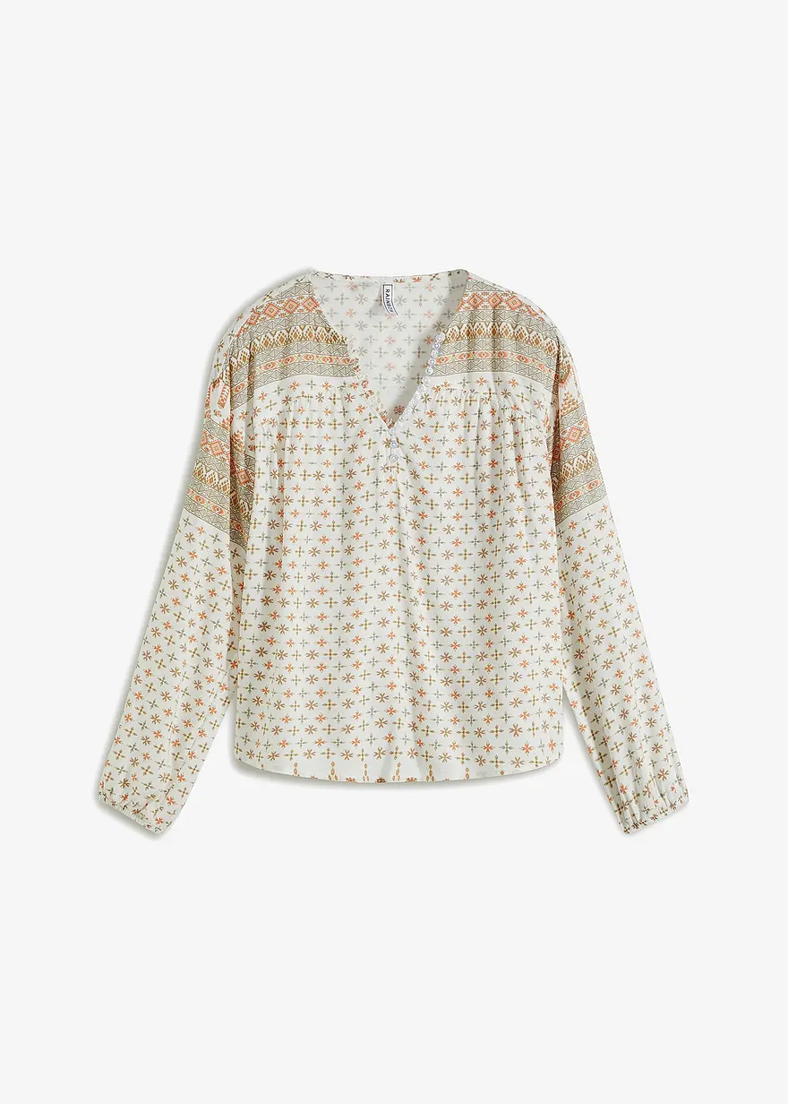 Blusenshirt aus fließender Viskose in weiß von vorne - bonprix