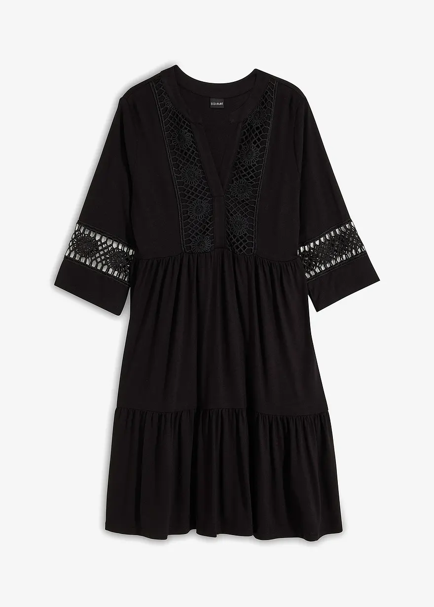 Tunika-Kleid aus Viskose in schwarz von vorne - bonprix