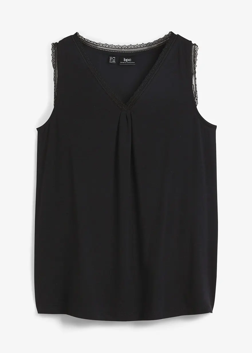 Viskose-Top mit Spitze in schwarz von vorne - bonprix