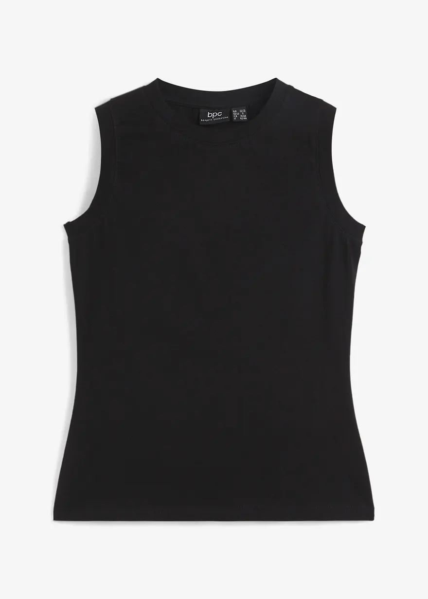 Tanktop mit reiner Bio-Baumwolle in schwarz von vorne - bonprix