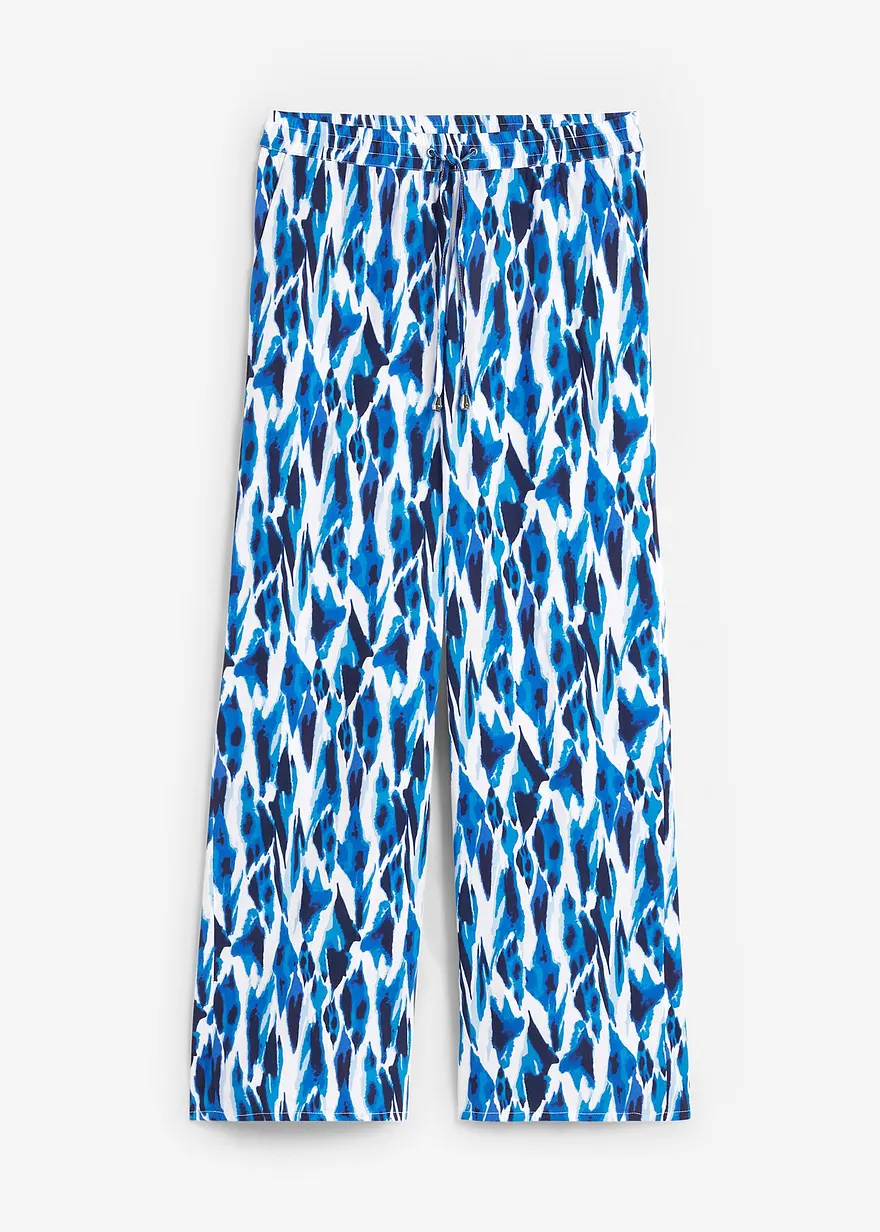 Palazzo-Hose aus fließender Viskose in blau von vorne - bonprix