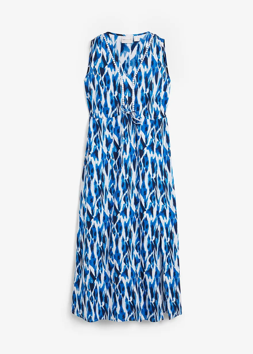 Maxikleid aus fließender Viskose in blau von vorne - bonprix