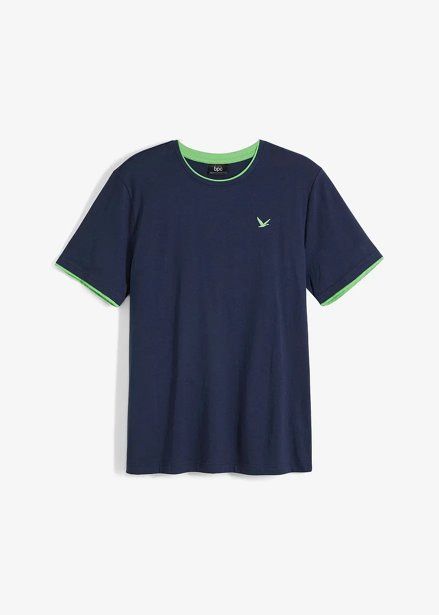 T-Shirt aus reiner Bio-Baumwolle in blau von vorne - bonprix