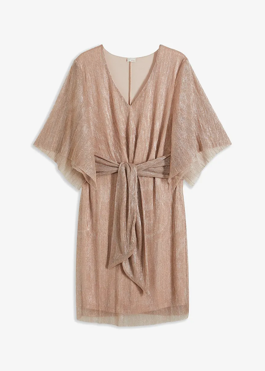 Kleid mit Glanzeffekt in rosa von vorne - bonprix