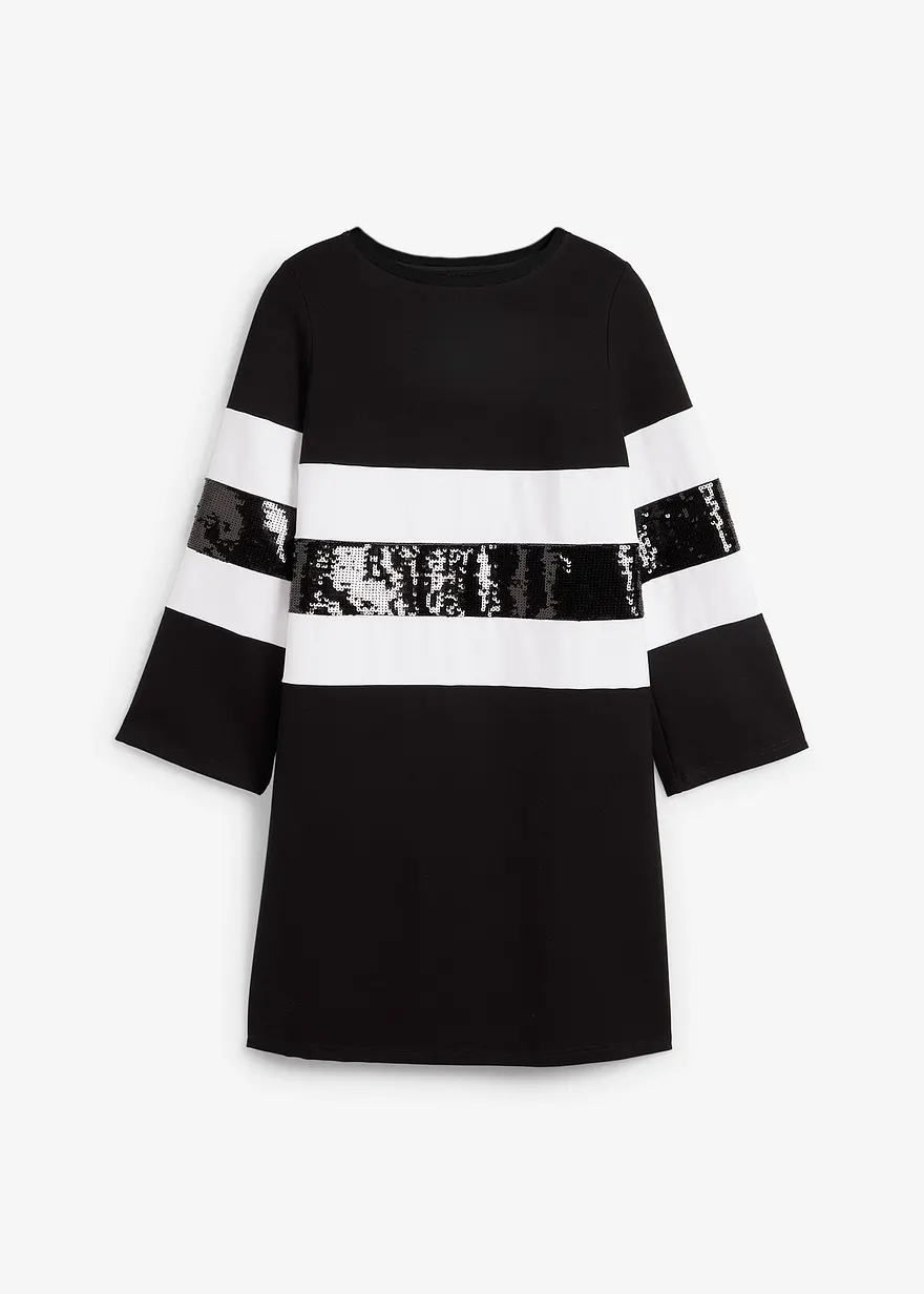 Puntokleid mit Pailletten in schwarz von vorne - bonprix