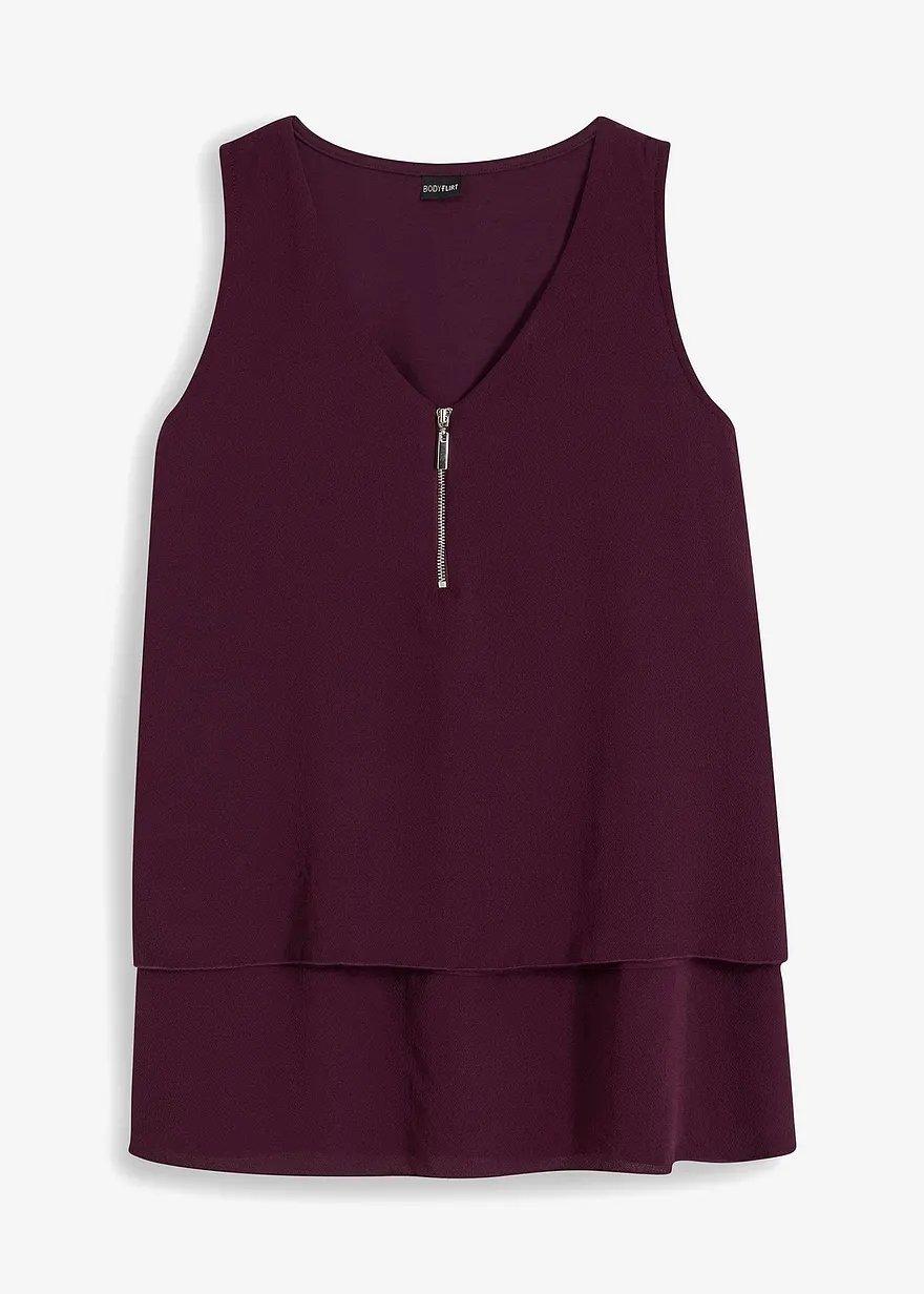 Top mit Zipper aus nachhaltige Viskose in lila von vorne - bonprix