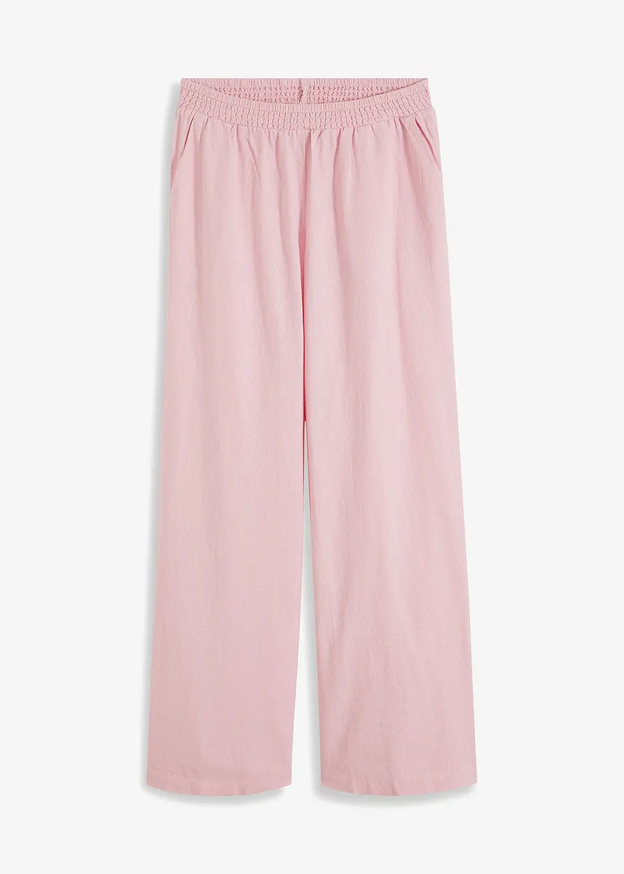 Palazzo-Hose aus Leinen in rosa von vorne - bonprix