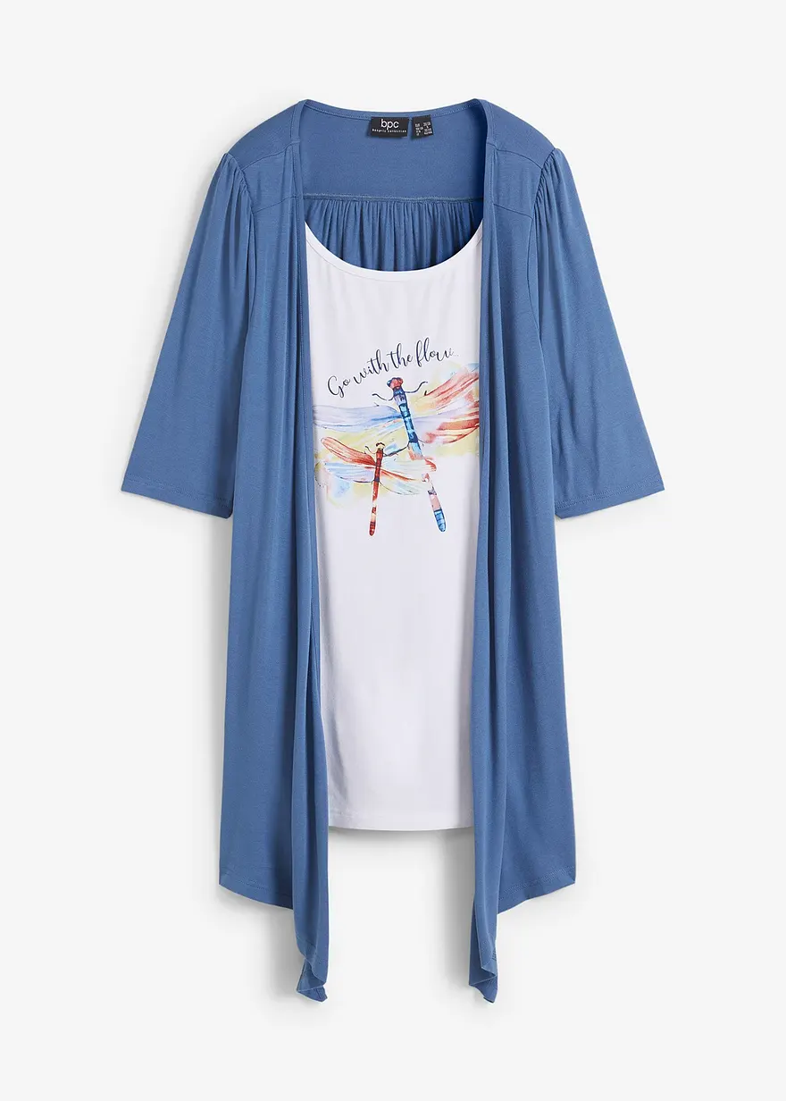 2 in 1 Shirt aus Viskose in blau von vorne - bonprix