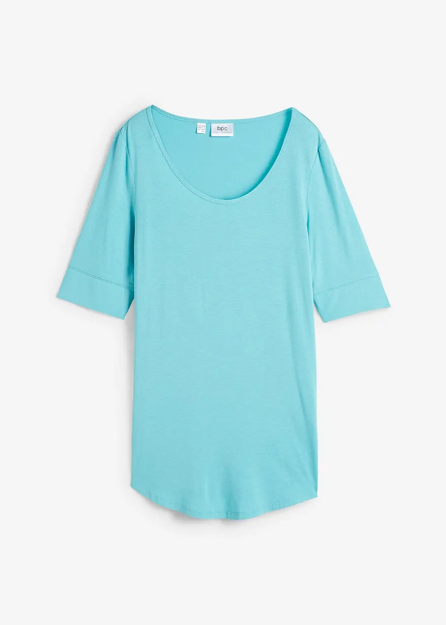 Long-Shirt aus softer Viskose in blau von vorne - bonprix
