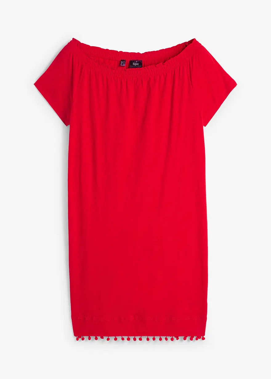 Jersey-Carmenkleid in rot von vorne - bonprix