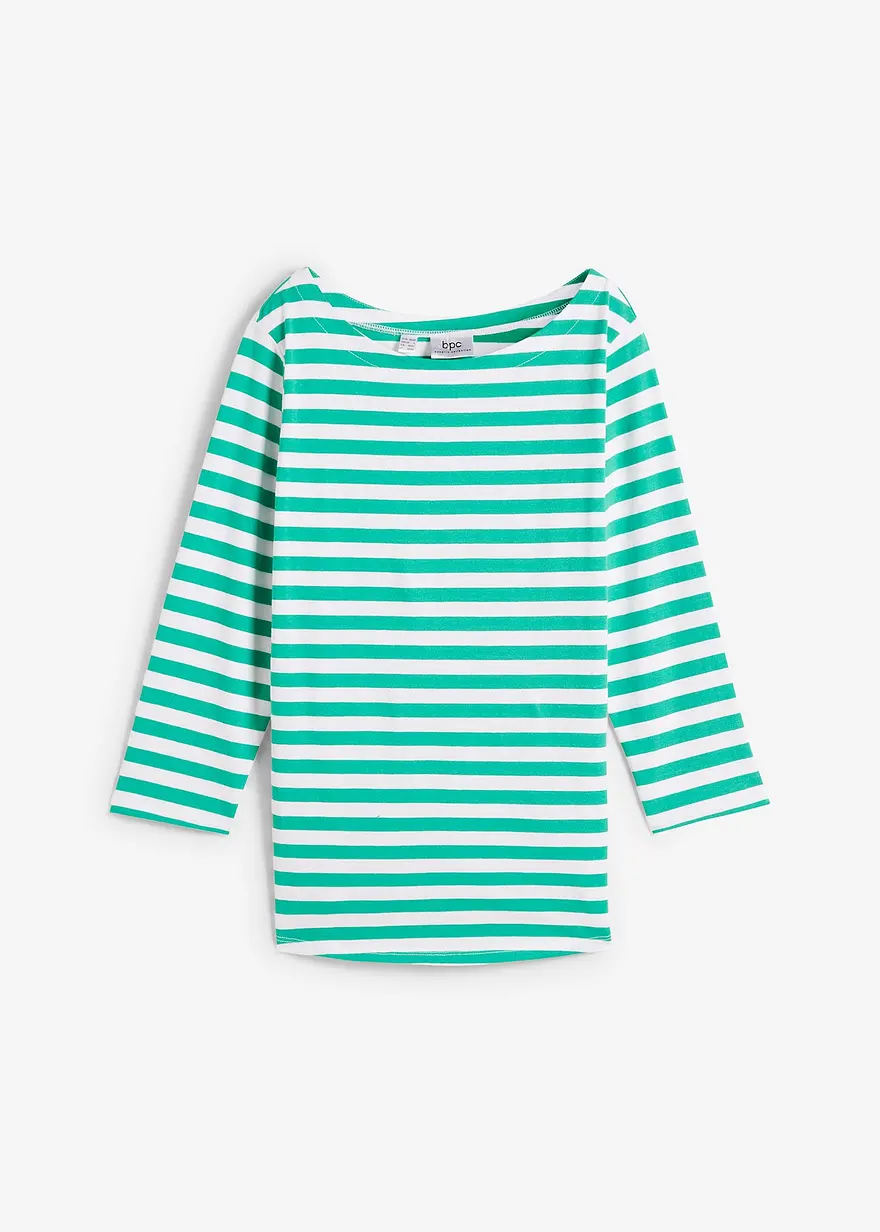 Shirt mit U-Boot-Ausschnitt in grün von vorne - bonprix