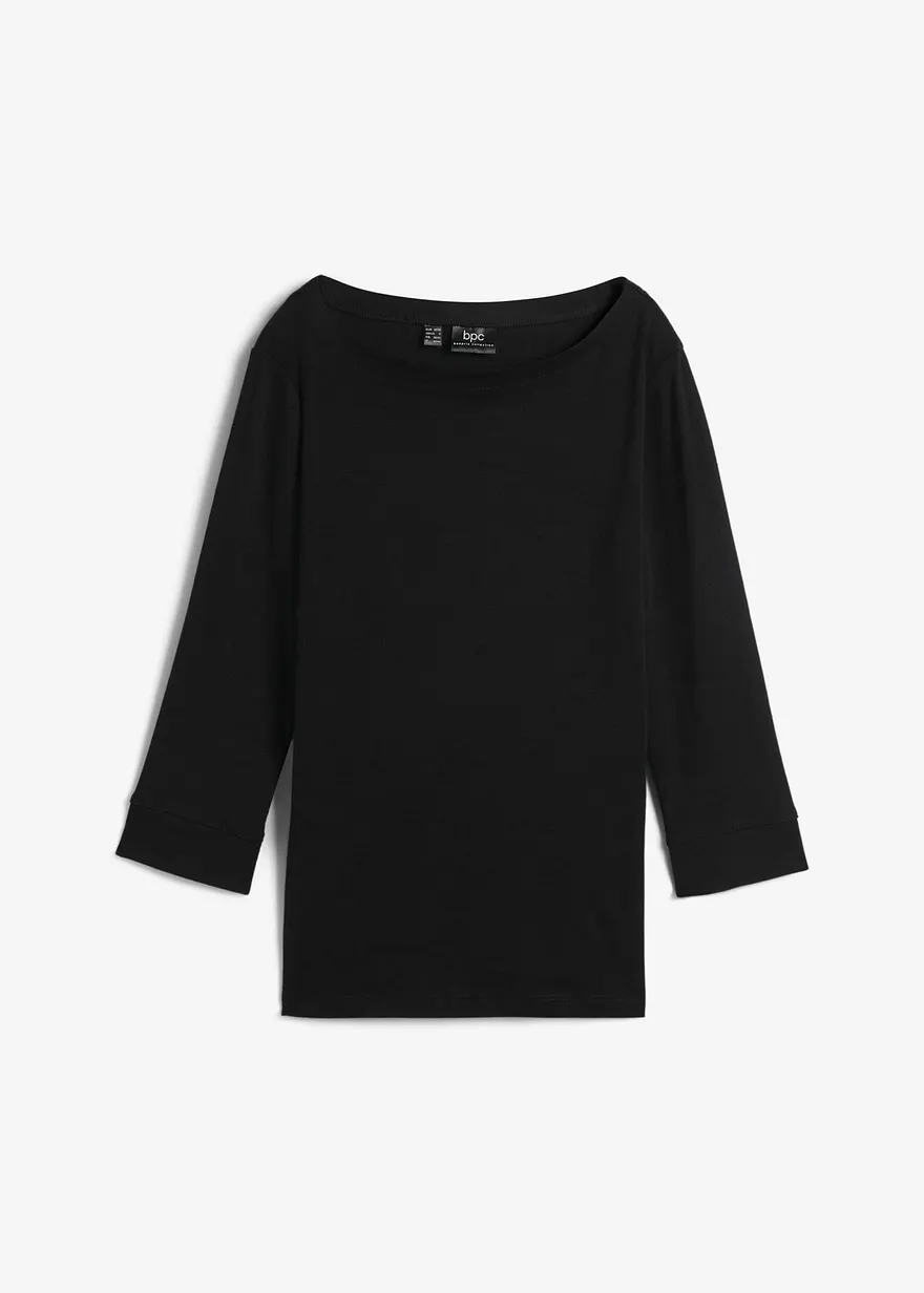 Langarmshirt aus reiner Bio-Baumwolle in schwarz von vorne - bonprix
