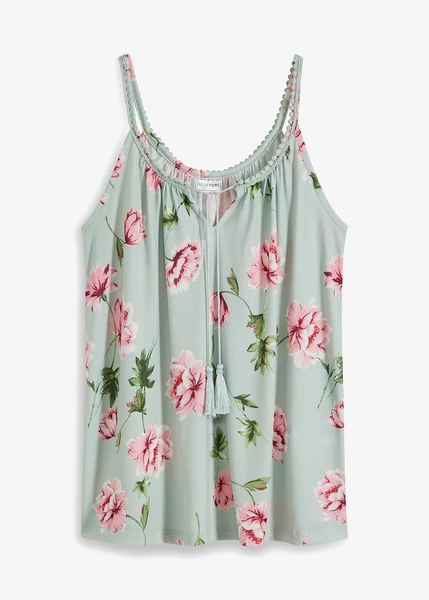 Shirttop mit Blumenprint in blau von vorne - bonprix
